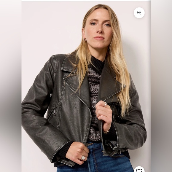 VEDA Distressed Moto Faux Leather Jacket - Picture 1 of 14
